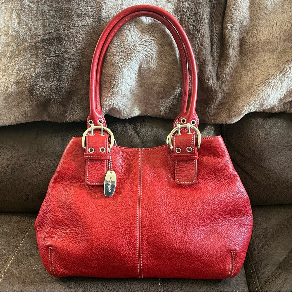 Vintage Red Leather Tignanello shoulder bag